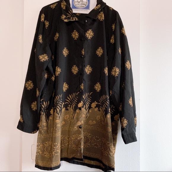 VINTAGE black and gold button up!! - Picture 2 of 2